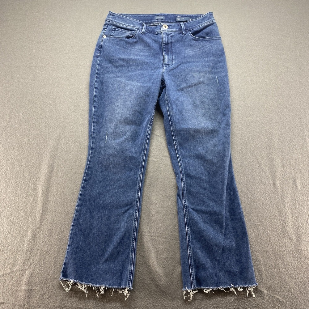 J.Jill Kick-Flare Ankle Jeans Womens 6 Blue Raw Hem Stretch Denim‎